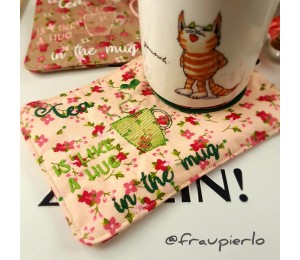 Stickdatei ITH - Mug Rug "Coffee/Tea is like a hug in a mug"